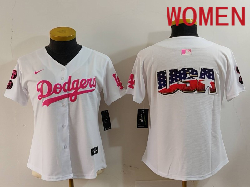 Women Los Angeles Dodgers Blank White joint name 2024 Nike MLB Jersey style 3
